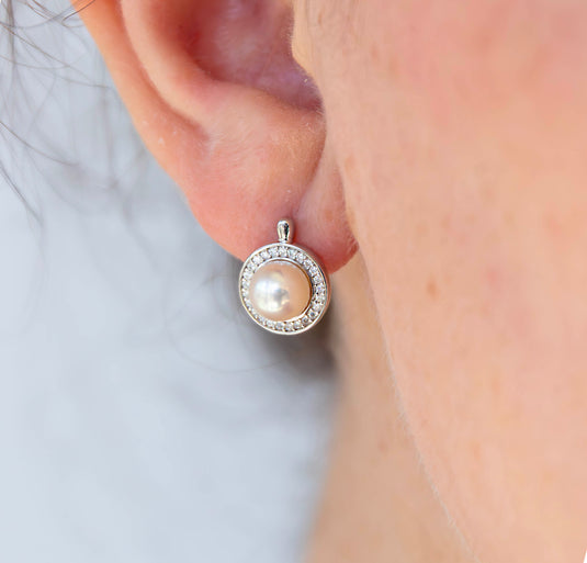 Pearl Halo Studs