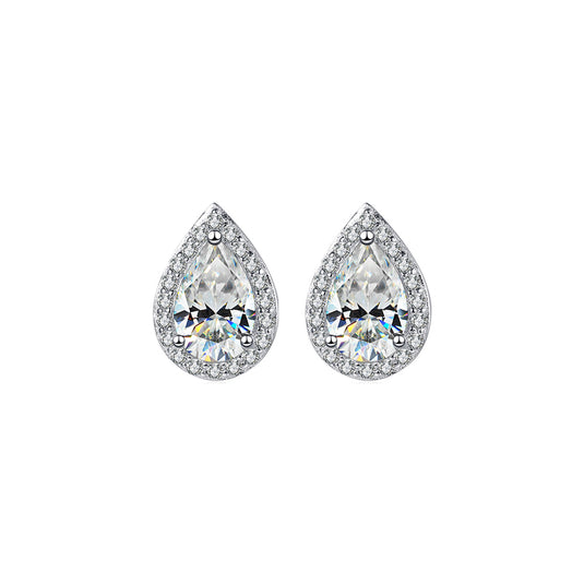 Pear Cut Halo Studs