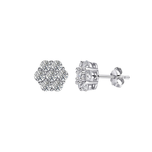 Flower Pave Stud Earrings
