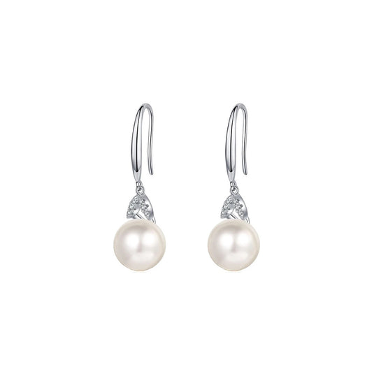 V Pearl Dangle Earrings