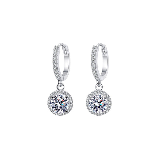 Round Halo Dangle Earrings