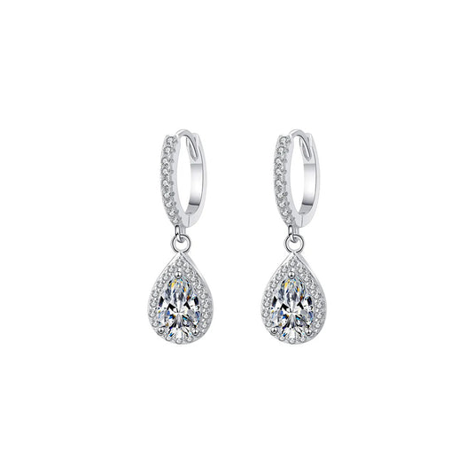 Pear Halo Dangle Earrings
