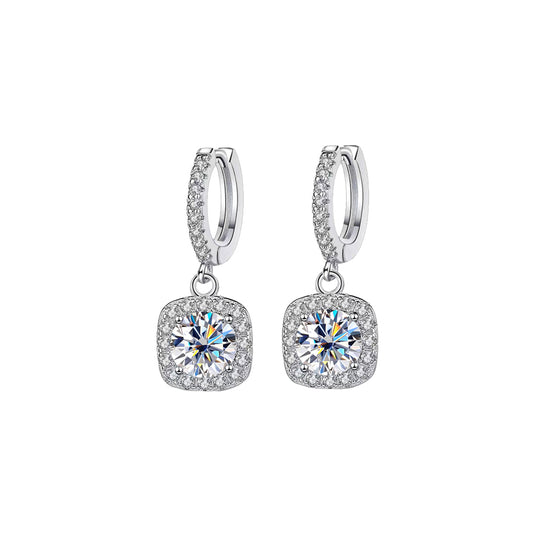 Square Halo Dangle Earrings