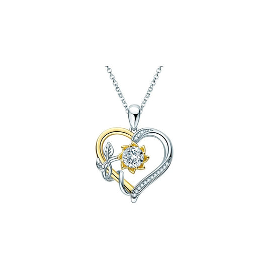 Two Tone Leaf Heart Pendant