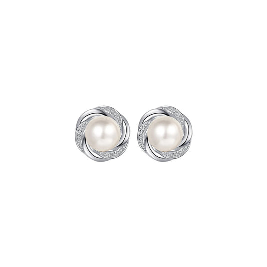Pearl Swirl Halo Studs