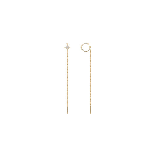 Star Ear Line Cuff Crawler Earrings