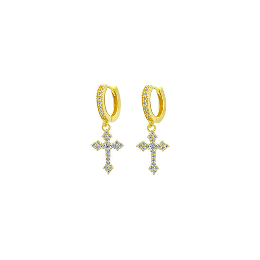 Pointy Cross Charm Earrings