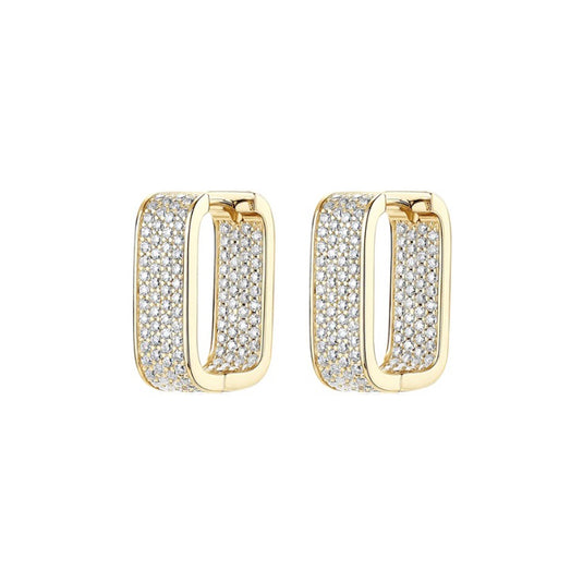 Pave Rectangle Hoop Earrings