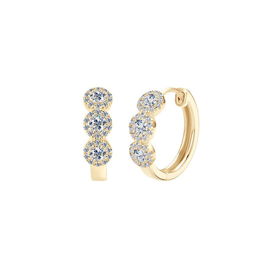 Round Halo Huggie Earrings
