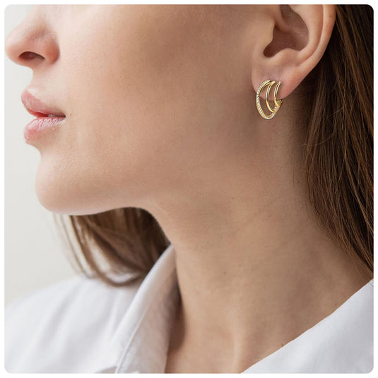 Triple Angled Huggie Earrings