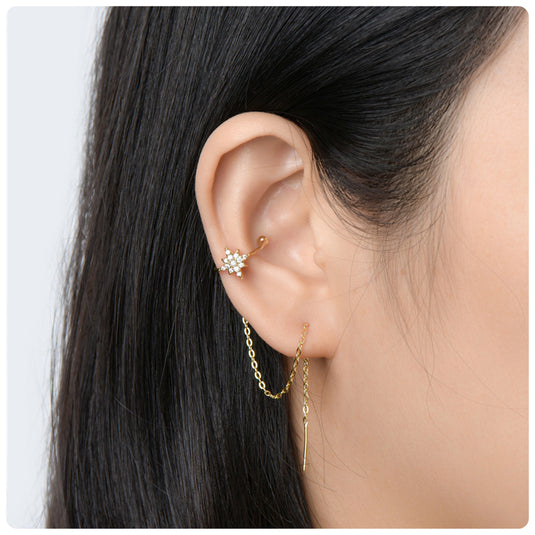 Star Ear Line Cuff Crawler Earrings