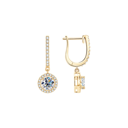 Round Halo Dangle Earrings