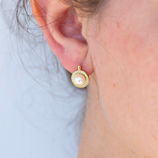 Pearl Halo Studs