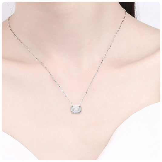 East-West Bezel Emerald Pendant