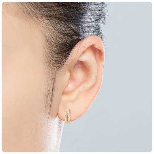 Double Hoop Huggie Earrings