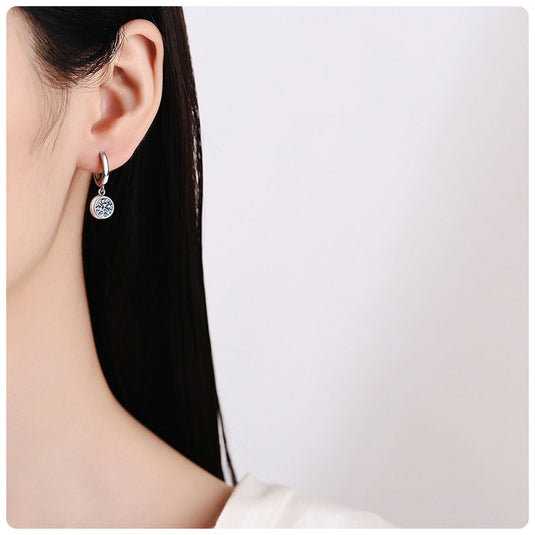 Round Bezel Charm Earrings