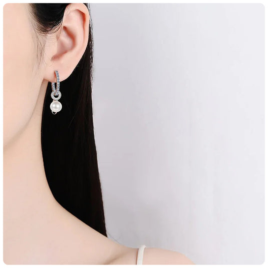 Hoop Pearl Dangle Earrings