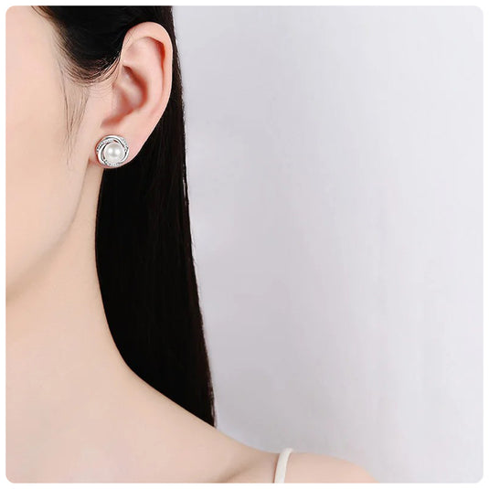 Pearl Swirl Halo Studs