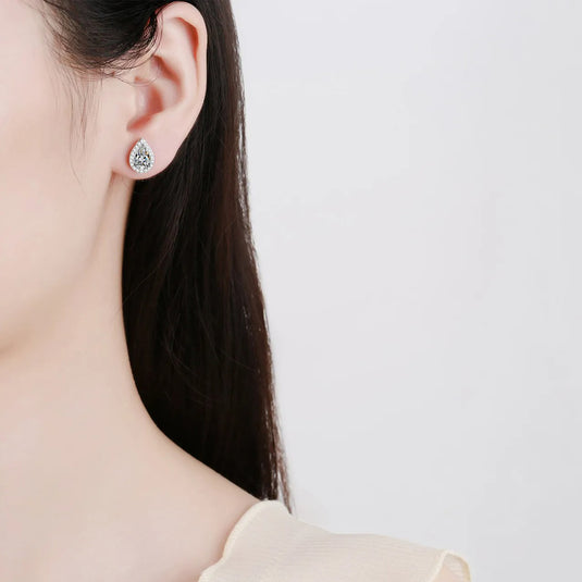 Pear Cut Halo Studs