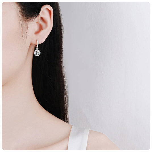 Round Halo Dangle Earrings