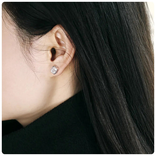 Emerald Bezel Studs