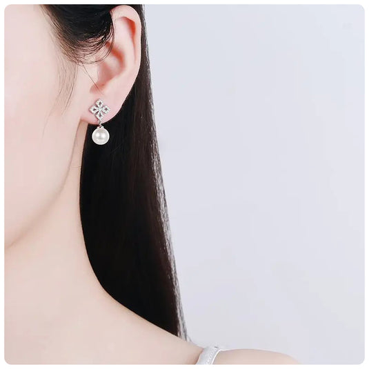 Cross Pearl Dangle Earrings