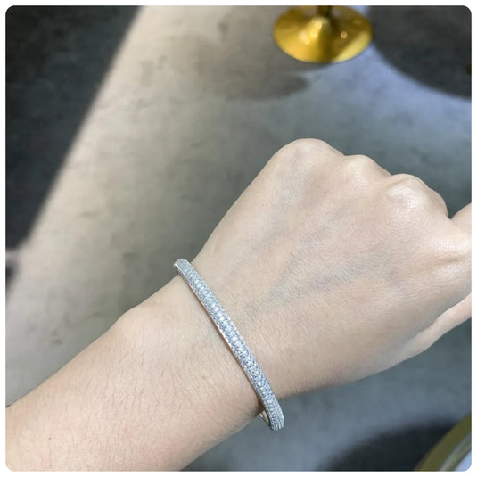 Half Pave Round Bangle