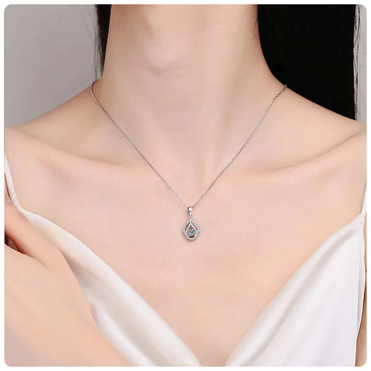 Two Halo Round Drop Pendant