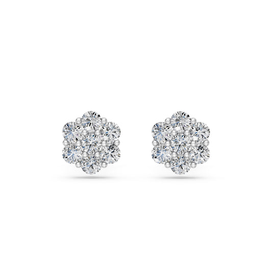 Flower Pave Stud Earrings
