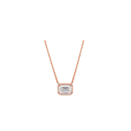 East-West Bezel Emerald Pendant