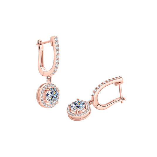Round Halo Dangle Earrings