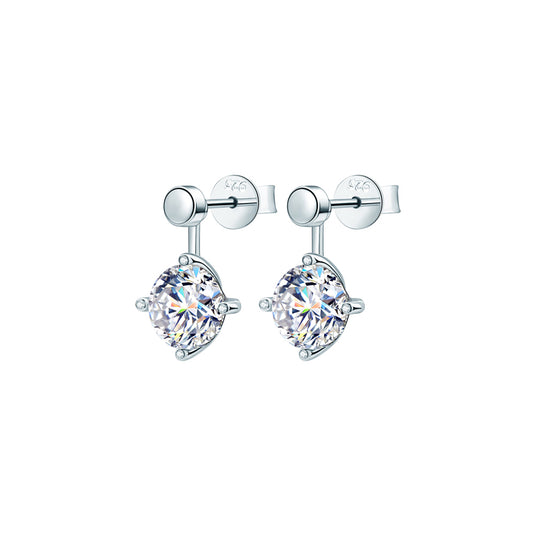 Round Solitaire Drop Earrings