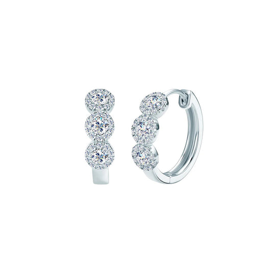 Round Halo Huggie Earrings