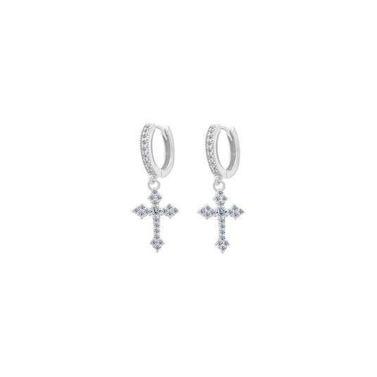 Pointy Cross Charm Earrings
