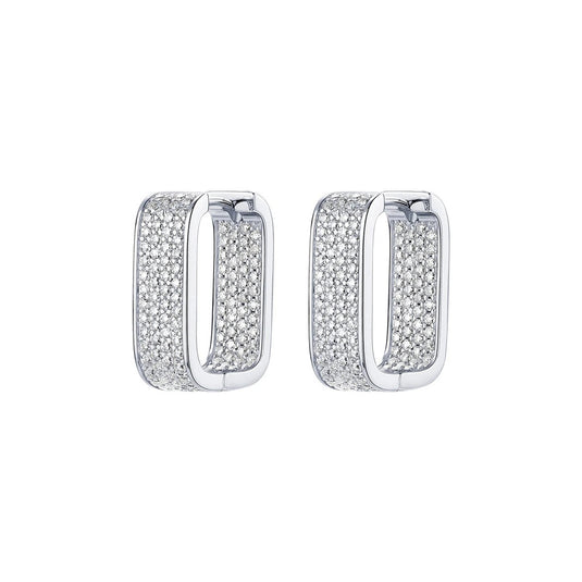 Pave Rectangle Hoop Earrings