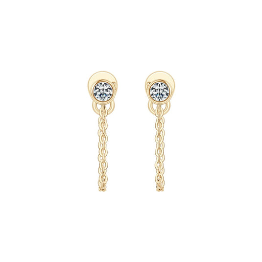 Bezel Chain Dangle Earrings
