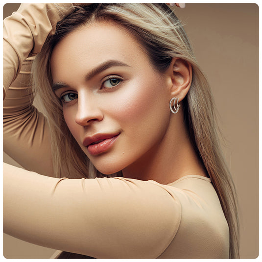 Triple Angled Huggie Earrings