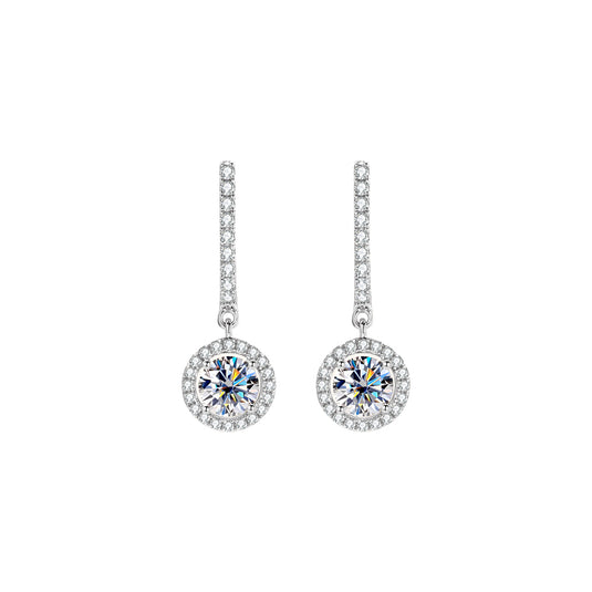 Round Halo Dangle Earrings