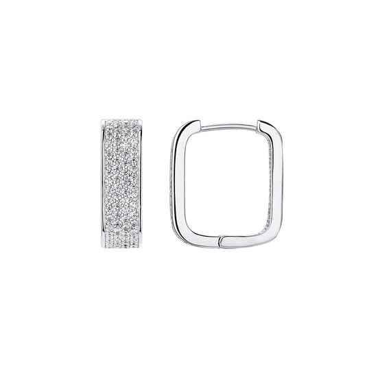 Pave Rectangle Hoop Earrings