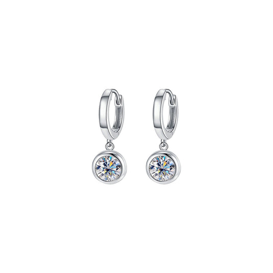 Round Bezel Charm Earrings