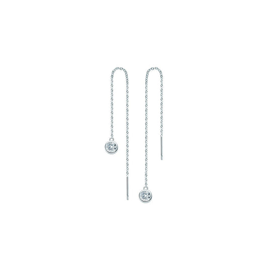 Bezel Long Chain Earrings