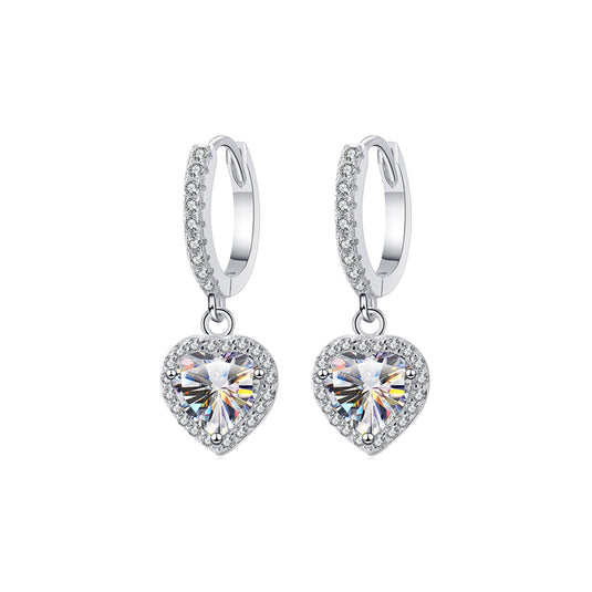 Heart Cut Halo Dangle Earrings