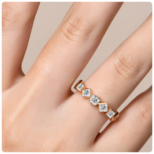 Alternating Princess Cut Eternity Band