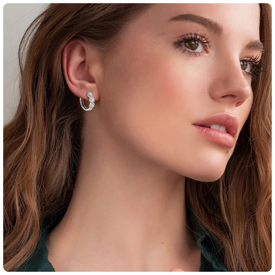 Round Halo Huggie Earrings