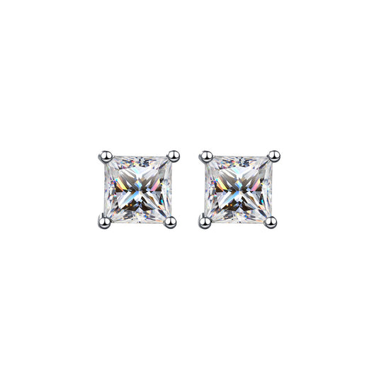 Princess Cut Stud Earrings