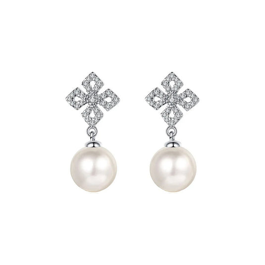 Cross Pearl Dangle Earrings