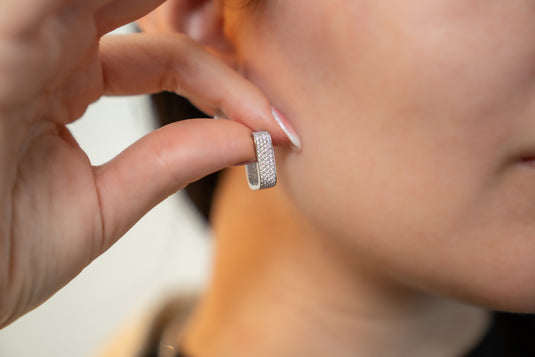 Pave Rectangle Hoop Earrings