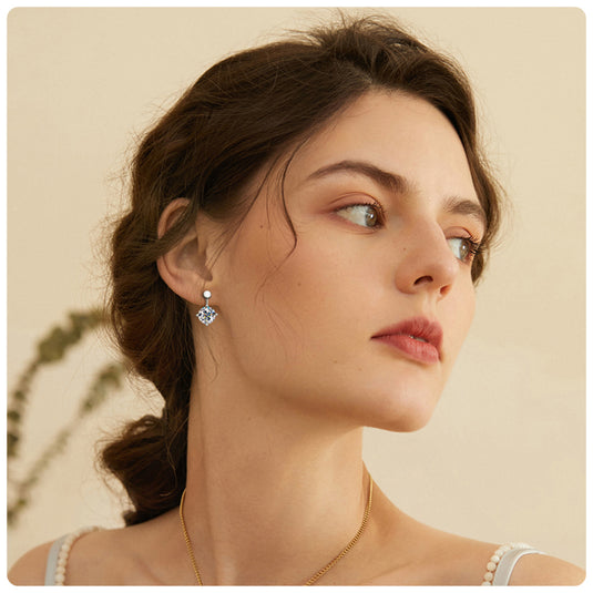 Round Solitaire Drop Earrings