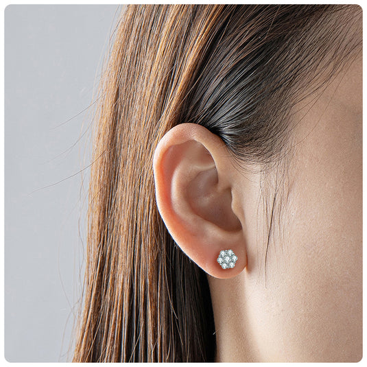 Flower Pave Stud Earrings