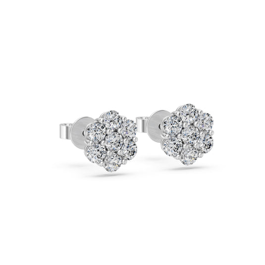 Flower Pave Stud Earrings